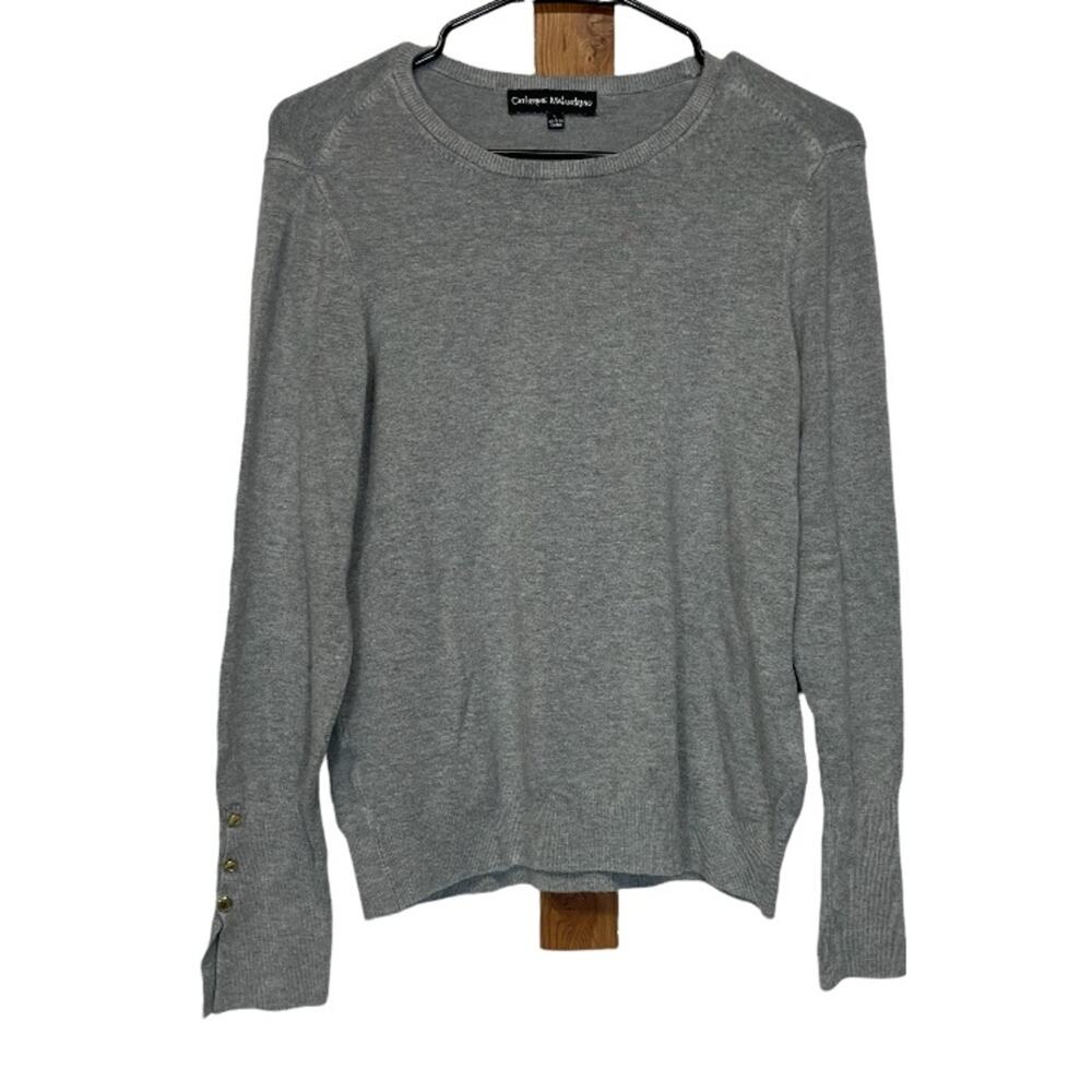 Catherine Malandrino Gray Long Sleeve Crewneck Sweater Size L